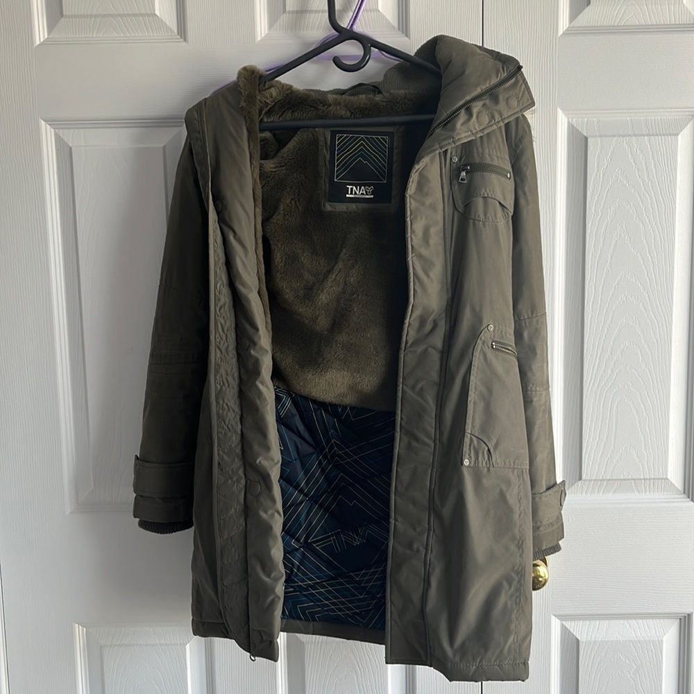 TNA Aritzia Faux Fur Verbier Parka Long Coat XXS